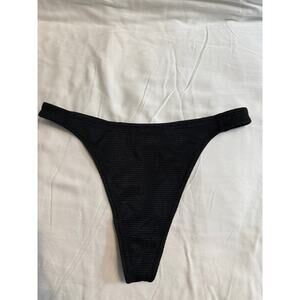 NWOT Lily of France Black Textured Thong Panty – Size S
